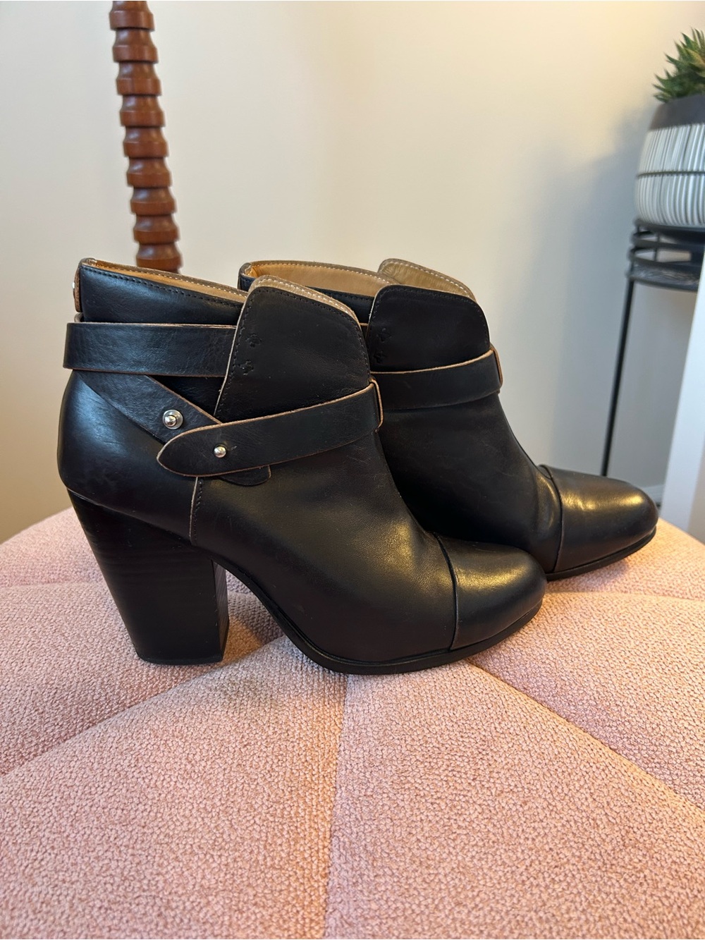 rag & bone Black Leather Harrow Ankle Boots Size 39 (US 9) EUC